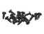 25-pack of black 12-24 5/8 inch rack screws with pan head design for server rack mounting