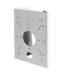 White pole mount bracket with multiple pre-drilled holes for network cabling and structured cabling installations
