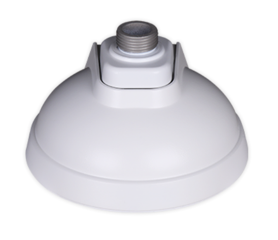 White pendant hanging mount with threaded connection designed for vandal dome and fisheye cameras