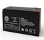 AJC 12V 9Ah rechargeable lead-acid UPS battery with red terminal connectors and technical specifications label