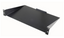 Black 2U rack mount shelf with mounting brackets, 17 inches wide by 12.5 inches deep, for server cabinet organization