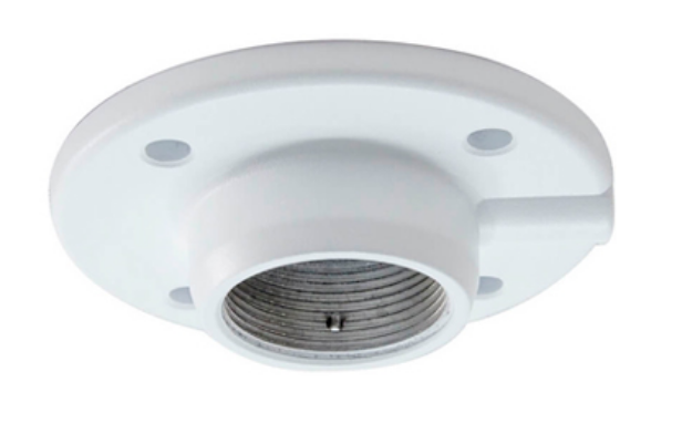 White indoor mount bracket for PTZ dome cameras with flush ceiling installation and mounting holes Main image