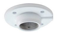 White indoor mount bracket for PTZ dome cameras with flush ceiling installation and mounting holes