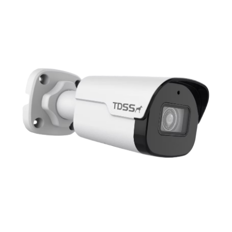 TDOBIM5402A-AI 5MP white and black bullet network camera with infrared capability mounted on gray bracket