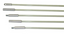 Five glow-in-the-dark fish tape rods with metal ferrules and green plastic coating, arranged vertically for network cable pu…