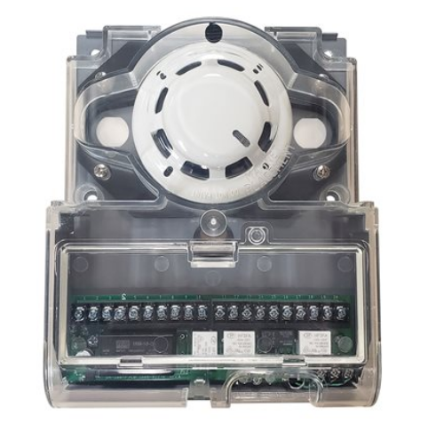 DH-100-P conventional duct smoke detector with clear dome and terminal block connections
