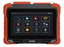 WRX5000 SM2 Series OTDR with orange rugged casing displaying touchscreen menu interface for fiber optic network testing