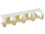 ICC 110 cable management block with four white snap-in clips mounted on cream-colored base, designed for structured cabling