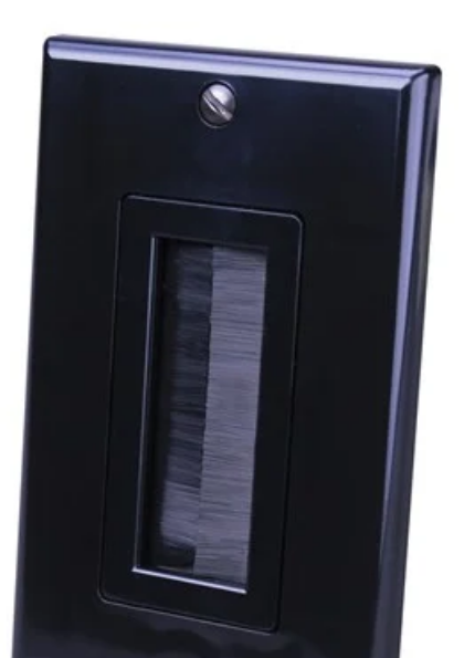 Single Gang Decor Style Brush Bulk Cable Wall Plates - Black Main image