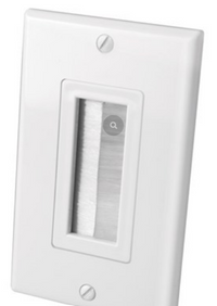Single Gang Decor Style Brush Bulk Cable Wall Plates - White
