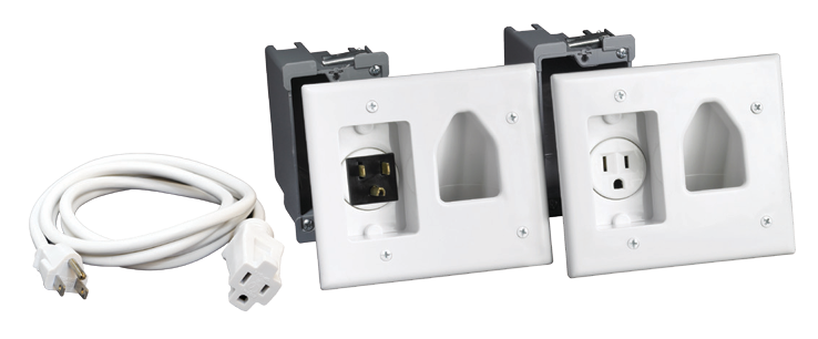 Datacomm Recessed Pro-Power Kit with Straight Blade Inlet, White