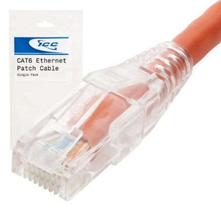 ICC Cat6 Clear Boot Patch Cord - 10ft - Orange