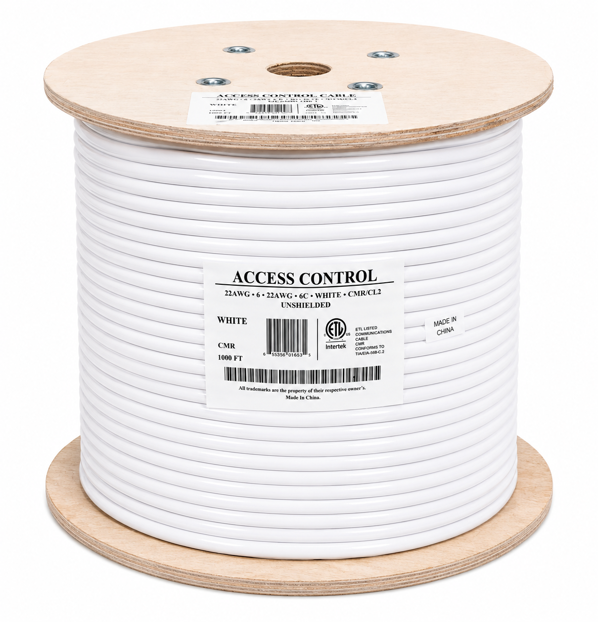 Access Control Cable (22/3 Pair Shielded +18/4 +22/4 +22/2) Plenum (CMP) - 1000ft Reel - White