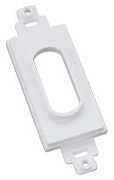 White Midlite Decora style wireport cable insert with mounting bracket and oval pass-through opening