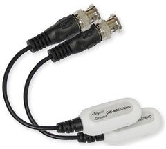 Digital Watchdog HD UTP video balun converter with two BNC connectors and black cables attached to white converter box