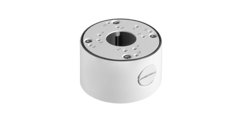 White cylindrical junction box with mounting flange and cable entry holes for B7 mini bullet cameras Main image