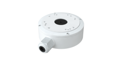 White DWC junction box for T9 turret cameras with fixed lens mount and side cable entry port Main image