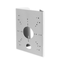 White pole mount bracket for wall installation with multiple pre-drilled holes for secure equipment mounting