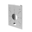 White pole mount bracket for wall installation with multiple pre-drilled holes for secure equipment mounting