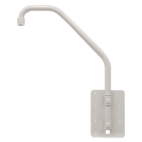 DWC-PZPARAMW2 parapet mount bracket with curved arm and wall-mounted base plate for structured cabling installation