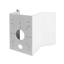 Universal corner and pole mount bracket for dome and bullet cameras with multiple mounting holes on gray metal plate