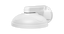 White wall mount bracket for V6 vandal dome cameras with curved protective housing and mounting hardware