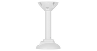 Ivory ceiling mount bracket for V7 ultra low-profile vandal dome cameras with white cylindrical pole and base plate