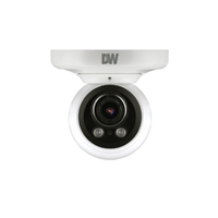DWC-VA583WTIR 5MP white dome security camera with dual infrared LEDs and vari-focal lens mounted on wall