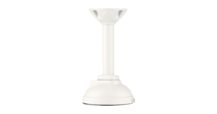 White ceiling mount bracket for vandal ball turret cameras with pole attachment and base plate