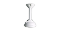 White ceiling mount bracket with threaded shaft for vandal dome and turret cameras