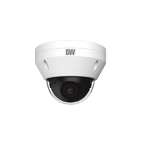 DW Security 4MP white vandal dome IP camera with dark lens and IR capabilities, fixed lens design