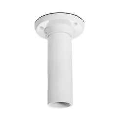 White cylindrical ceiling mount for DWC PTZ camera with flush mounting plate and cable passage