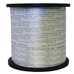Muletape 2500 LB capacity 5/8 inch x 3000 foot reel of white structured cabling duct tape on black base