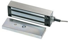 SECO-LARM weatherproof electromagnetic gate lock with 1300 lb holding force, stainless steel face plate and black housing Main image