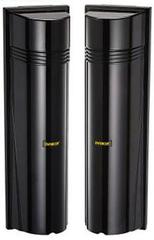 Pair of black SECO-LARM quad photobeam detectors with 660ft outdoor detection range