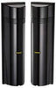 Pair of black SECO-LARM quad photobeam detectors with 660ft outdoor detection range