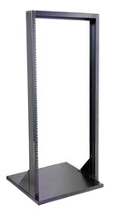 VMP 2 Post Network Equipment Rack 48 inches tall with open frame design and black base plate for server and networking hardw…
