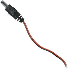 SECO-LARM 3 ft male DC power adapter plug pigtail cable with black connector and red/brown wires Main image