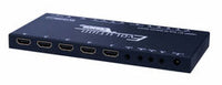 Vanco EVSW1042 4K HDMI switch with 4 input ports, front panel controls, and rear connectivity for ARC and HDR support