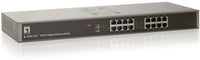 LevelOne 16-port gigabit switch rack mount unit with 10/100/1000Mbps ports for network cabling infrastructure