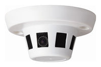 Hunt Electronics covert smoke detector camera with white ceiling mount housing and black lens panels, 580TVL resolution