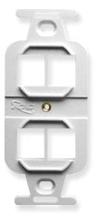 White dual electrical outlet insert with 4 ports for structured cabling and network rack installations