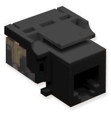 ICC EZ Voice RJ11 modular keystone jack in black with integrated wiring terminals and snap-in design