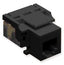 ICC EZ Voice RJ11 modular keystone jack in black with integrated wiring terminals and snap-in design