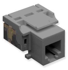 ICC EZ Voice RJ11 modular keystone jack in gray with gold contacts and snap-in design for structured cabling installations Main image