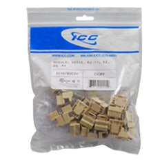 ICC EZ RJ-11 keystone jack 25-pack in ivory color in sealed retail packaging