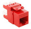 Red ICC HD Cat 6 modular keystone jack with punch-down terminals and cable management notches