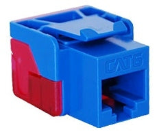 Blue and red ICC Cat 6 EZ modular keystone jack with push-tab connector for structured cabling installation Main image