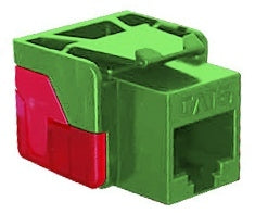 Green and red ICC Cat 6 EZ Modular Keystone Jack networking connector with push-pull tabs Main image