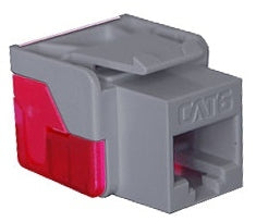 ICC Cat 6 EZ Modular Keystone Jack in gray and red with tool-free installation design Main image